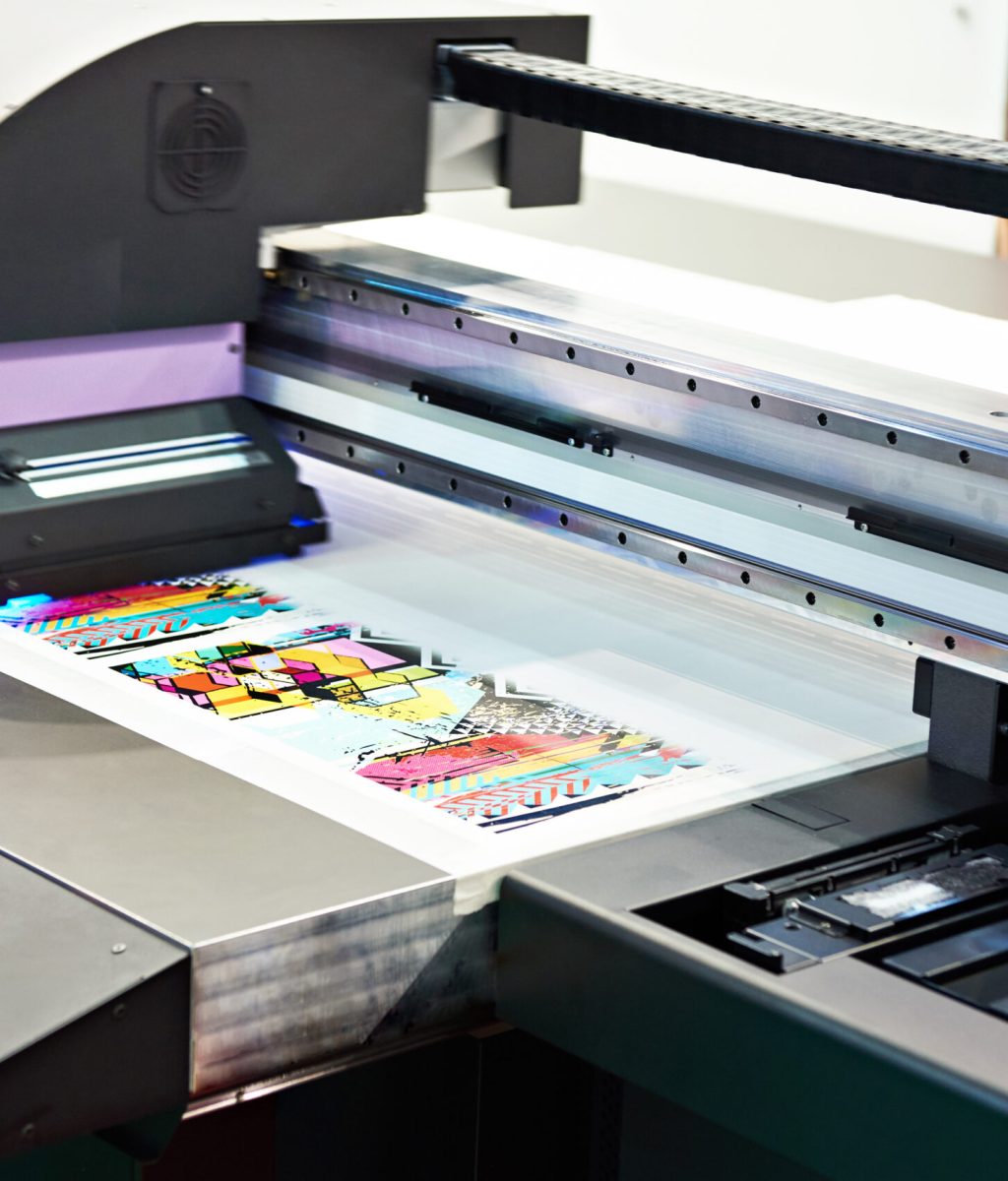 Industrial large format printer in work